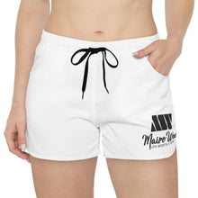 Load image into Gallery viewer, Mairo Wear Women's Casual Shorts — White Athletic Lounge Shorts with 'Mairo Wear' Logo